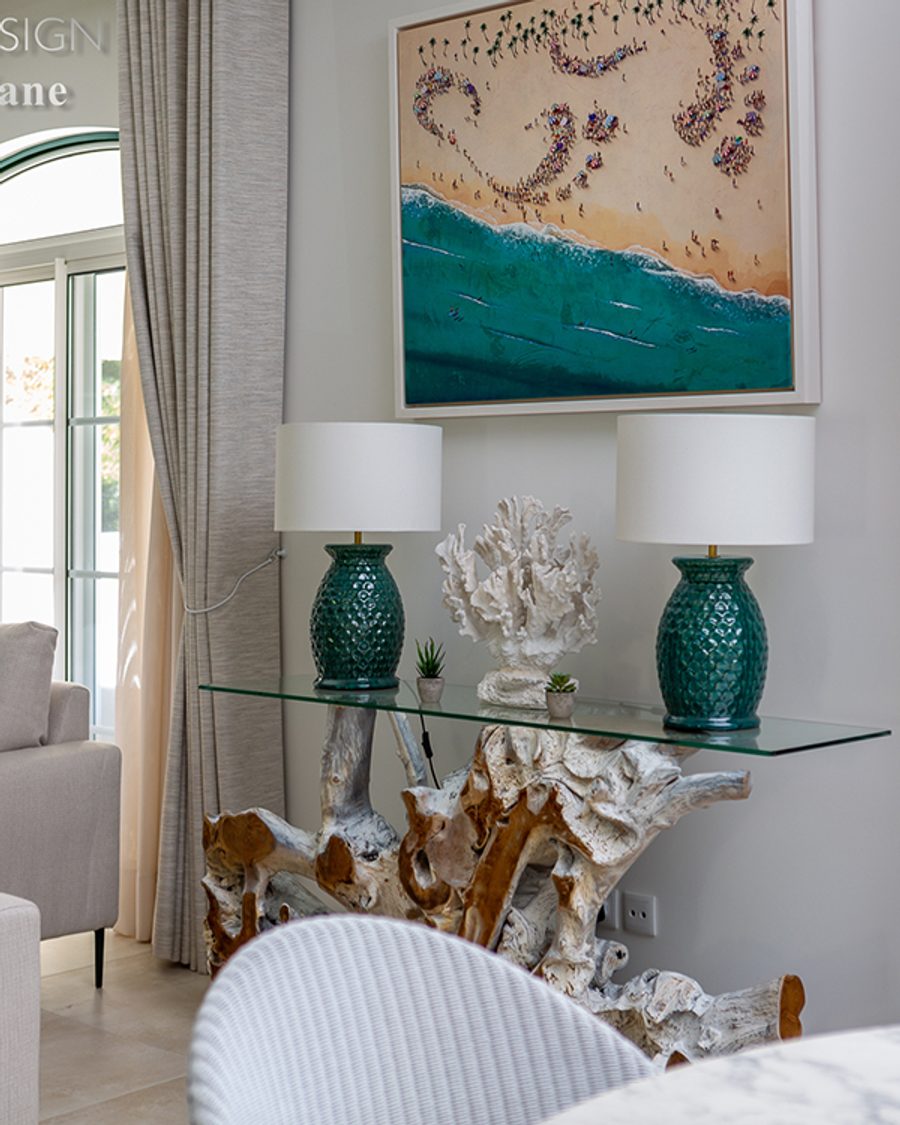 Display cabinet with blue ceramics — Vale dos Pinheiros, Quinta do Lago